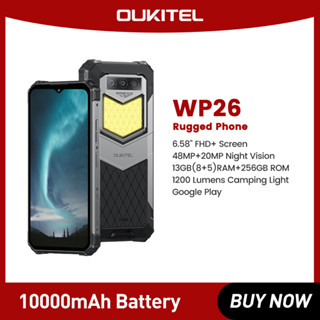 Oukitel WP26 Smartphone Rugged Cell Phone 10000mAh8GB, 256GB 48MP+20MP Night Camera Mobile PhoneMTK P90