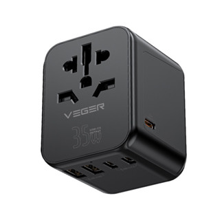 Veger หัวแปลงปลั๊กไฟ Universal Travel Adapter 35W (VA-INT03) Black