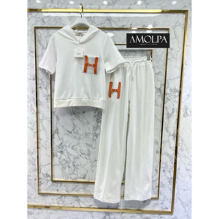 Set HOODIE HERMES ชุดเซท เสื้อฮู้ด แขนสั้น + กางเกงขายาว แอร์เมส เฮอเมส