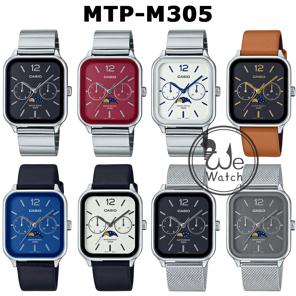 !!ประกัน1ปีและกล่อง CMG!! CASIO รุ่น MTP-M305D MTP-M305L MTP-M305M นาฬิกาข้อมือผู้ชาย Moon phase