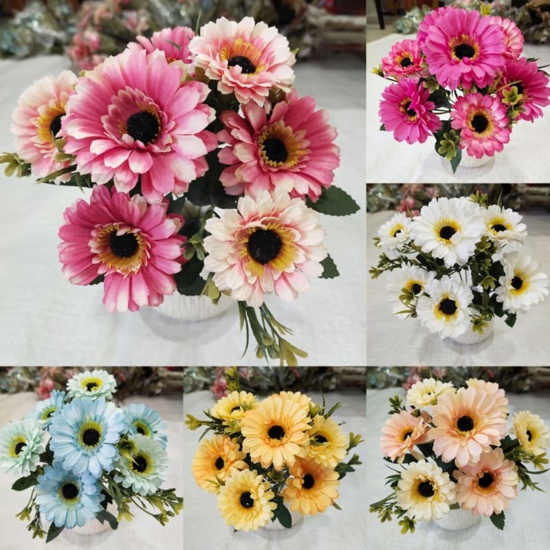 พร้อมส่ง ช่อดอกเยอบีร่า7ก้าน.ดอกเยอบีร่าปลอม.ช่อดอกบานชื่น
