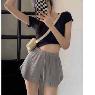 🍒พร้อมส่งในไทย🍒มาใหม่👍ราคาถูกทีสุด {M-4XL}กางเกงขาสั้น( มี5สี)กางเกงขาสั้นสีสวยสไตล์เกาหลี ทรงหลวม กางเกงใส่น่ารักเอวสูง