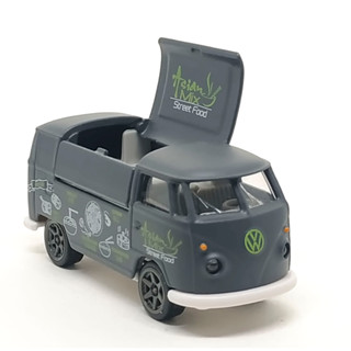 Majorette Volkswagen T1 - Food truck - Vintage Deluxe Matte Black ล้อ RT6SG Scale 1/59 (8cm) ไม่มี package