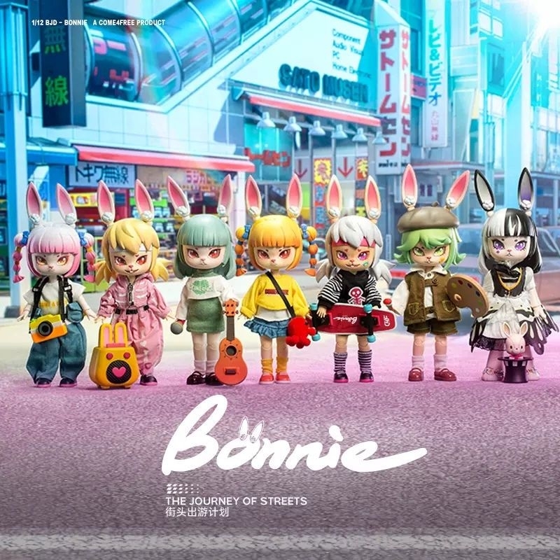 🐰กล่องสุ่ม ตุ๊กตาฟิกเกอร์ Bonnie Rabbit Street Travel Plan Mystery Box ตุ๊กตา Action Figures ของแท้ 100%