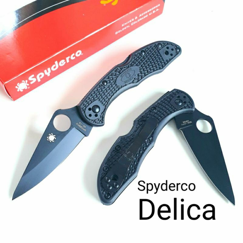 มีดพับ Spyderco Delica 4, Black, Saber Grind