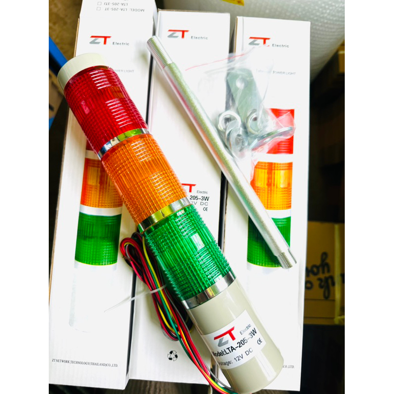 LTA-205-3T 24V 3สี แดง/เหลือง/เขียว Red/Yellow/Green 3 Stack Tower Light ติดค้าง Maintain ทาวเวอร์ไล