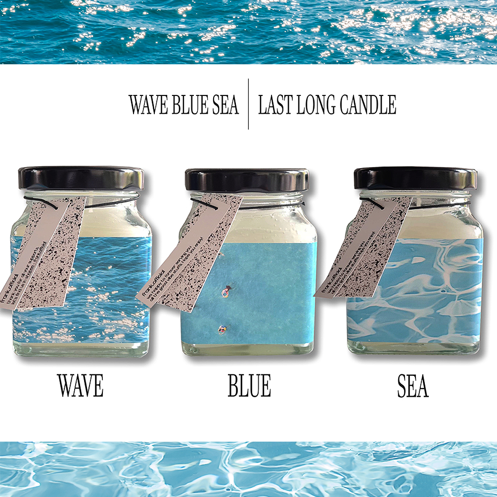 FRANK - LAST LONG CANDLE / WAVE BLUE SEA 🌊🕯️ - เทียนหอมเทียนอโรม่า กลิ่นหอม ดับกลิ่น นาน 50ชม.150g