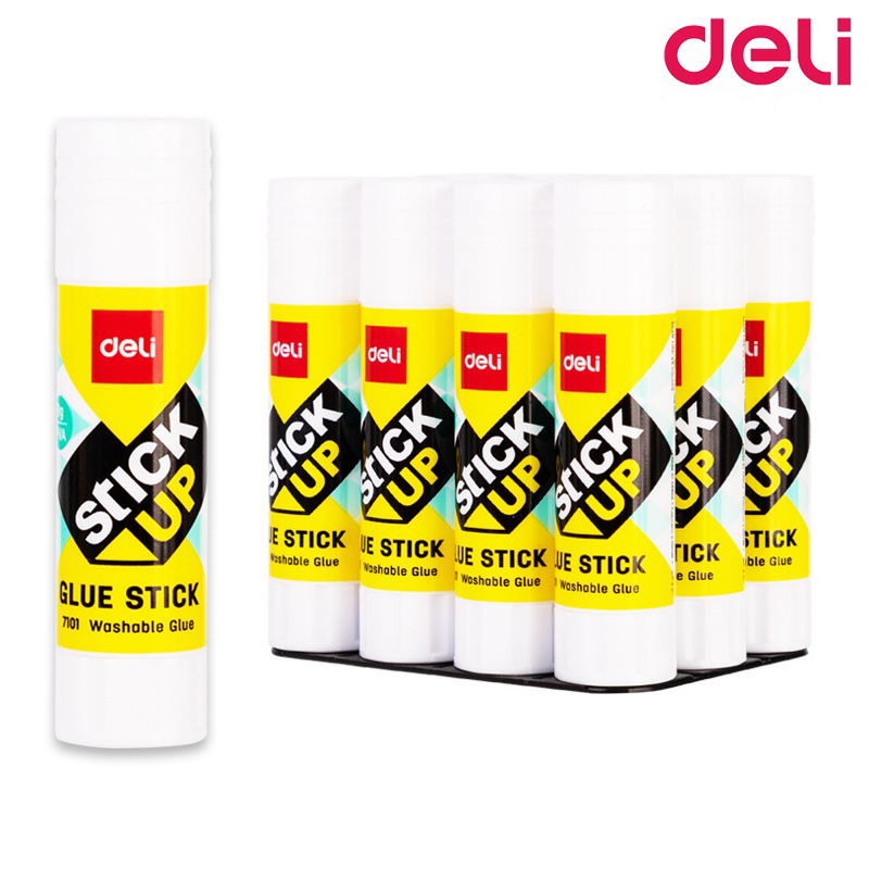 Deli  Glue Stick กาวแท่ง แพ็ค 12 แท่ง ขนาด 36/21 /15/ 9 กรัม กาวขนาดพกพา อุปกรณ์สำนักงาน ขายส่ง