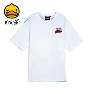 B.Duck ผู้หญิง unisex ฤดูร้อนแขนสั้นพื้นฐานท็อปส์ทีหลวมสบาย ๆ กลับพิมพ์เสื้อยืด