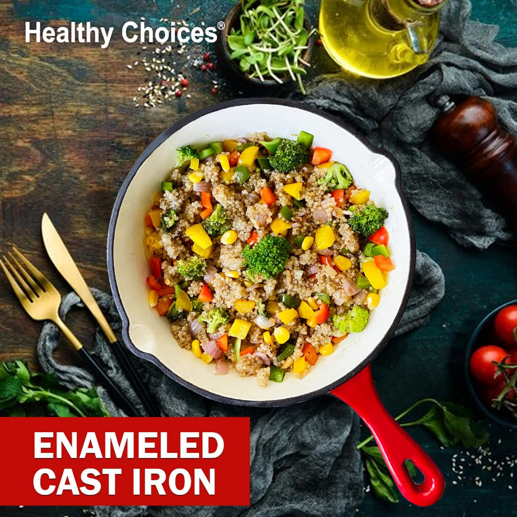 Cast iron enamel frying pan, steak frying pan, cast iron enamel frying pan, 26 cm diameter frying pan