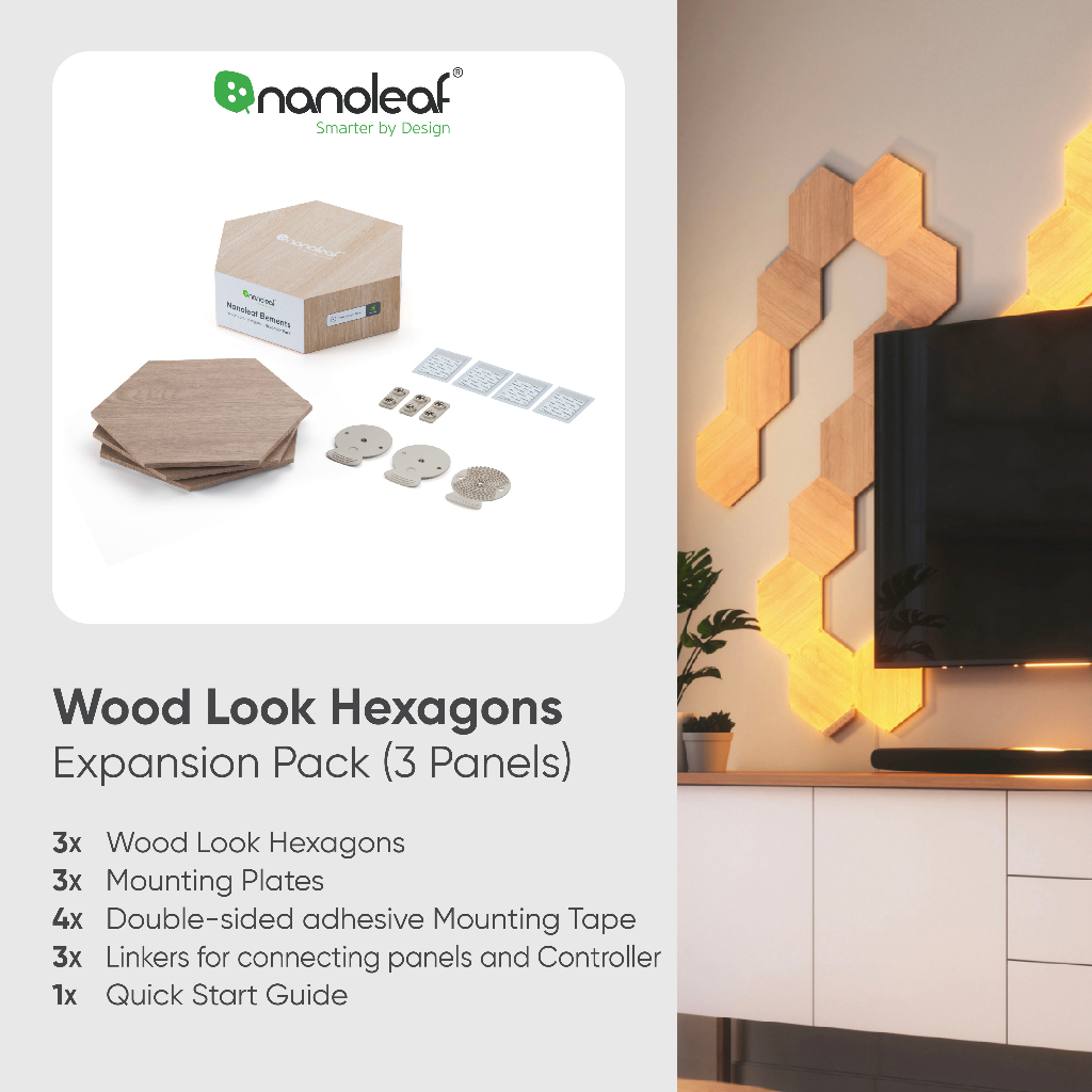 Nanoleaf (ชุดต่อขยาย) Elements Hexagons (Expansion Pack 3 Panels) |NL52-E-0001HB-3PK