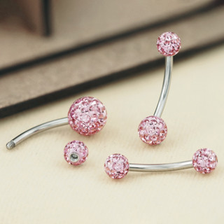 PiercingRoom by jay จิวสะดือ Preomium Preciosa PINK Crystal Titanium G23 เกรดการแพทย์