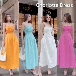 เดรสยาวสายเดี่ยว🔥Charlotte Dress🔥จับจีบอกทรงสวยมาก ป้ายGRACE