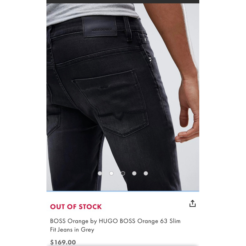 BOSS ORANGE Jeans slim fit "Orange63 กางเกงยีนส์ ผ้ายืด สีดำ ฮิวโก้ บอส ออเรนจ์ ผู้ชาย ทรง สลิม ฟิต