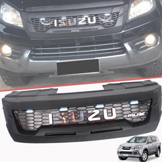 กระจังหน้า หน้ากระจัง โลโก้ใหญ่ สีโครเมี่ยม ไฟ LED สีขาว รุ่น อีซูซุ มิวเอ็กซ์ ISUZU MU-X MUX ปี 2012 - 2016 สีดำด้าน