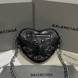 BALENCIAGA MINI LE CAGOLE BLACK LEATHER BAG กระเป๋าหัวใจ แบรนด์บาลองเซียก้า