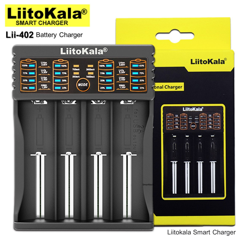 [ประกันสินค้า 3 เดือน] LiitoKala Lii-402 แบบ 4 ช่อง เครื่องชาร์จ ชาร์จไว ตัดไฟเอง