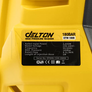 DELTON เครื่องฉีดน้ำแรงดันสูง เครื่องฉีดน้ำ 180 บาร์ 2,600 วัตต์ รุ่นท๊อป! DTW-180B เครื่องใหญ่ มอเตอร์ทรงพลัง