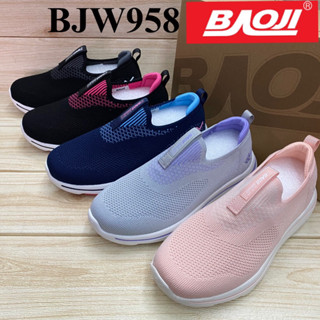 Baoji BJW 958 รองเท้าผ้าใบ ทรงสลิปออน (37-41) สีดำ/ดำชมพูกรม/เทา/ชมพู ซปศ