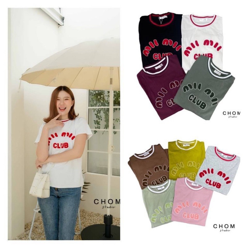 เสื้อยืดงานปัก ป้าย chom  (ขายเหมาราคาพิเศษ)