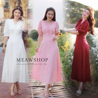 พร้อมส่ง 5สี M-4XL เดรสลูกไม้ ฉลุ ชุดสาวอวบ อ้วน ชุดไปงานแต่ง ชุดเพื่อนเจ้าสาว เดรส ลูกไม้ ชุดงานบุญ ชุดทำบุญ D.N.Y