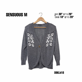 SENSUOUS M เสื้อคลุม เสื้อกันหนาวสีเทา กระดุมกุหลาบ อก 38 ยาว 26 D96.b18