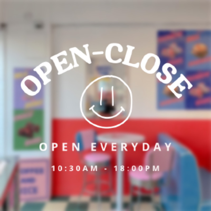 สติ๊กเกอร์ตกแต่งร้าน 🙂OPEN-CLOSE 01 💖 ติดผนัง ติดกระจก ร้านกาแฟ คาเฟ่ เวลาแก้ไขได้นะคะแจ้งในแชทค่ะ