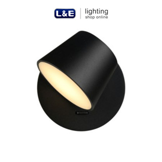 ชุดโคมติดผนังพร้อมหลอด,L&amp;E#WAA12-061/BK/LED6W/3000K