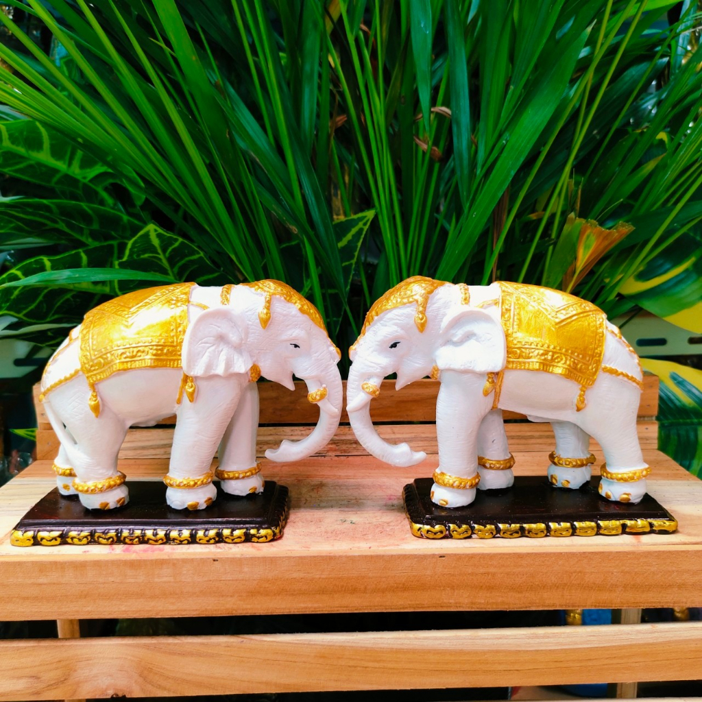 [nachariti]ช้างพลายมงคล(ราคาต่อคู่) ช้างทรงเครื่อง สูง 12 cm เหมาะตั้งบูชาถวายศาลต่างๆ เสริมความเป็นสิริมงคลแก้บนต่างๆ