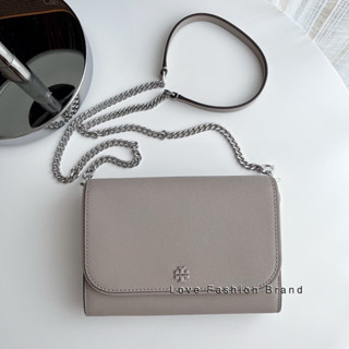 👑ผ่อน0%~แท้100%👑136093 กระเป๋าสะพาย Tory Burch Emerson Saffiano Chain Wallet Clutch Crossbody Purse Bag