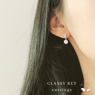 MNL💗Classy Key ต่างหูเงินแท้ ต่างหูผู้หญิง ต่างหูเพชร จี้เพชร ต่างหูแฟชั่น