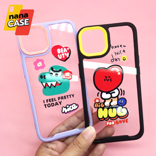 เคส i7+/i11/i13 เคสขอบสีหลังใสกันเลนส์กล้องสีสดใส พิมพ์ลายการ์ตูน น่ารัก