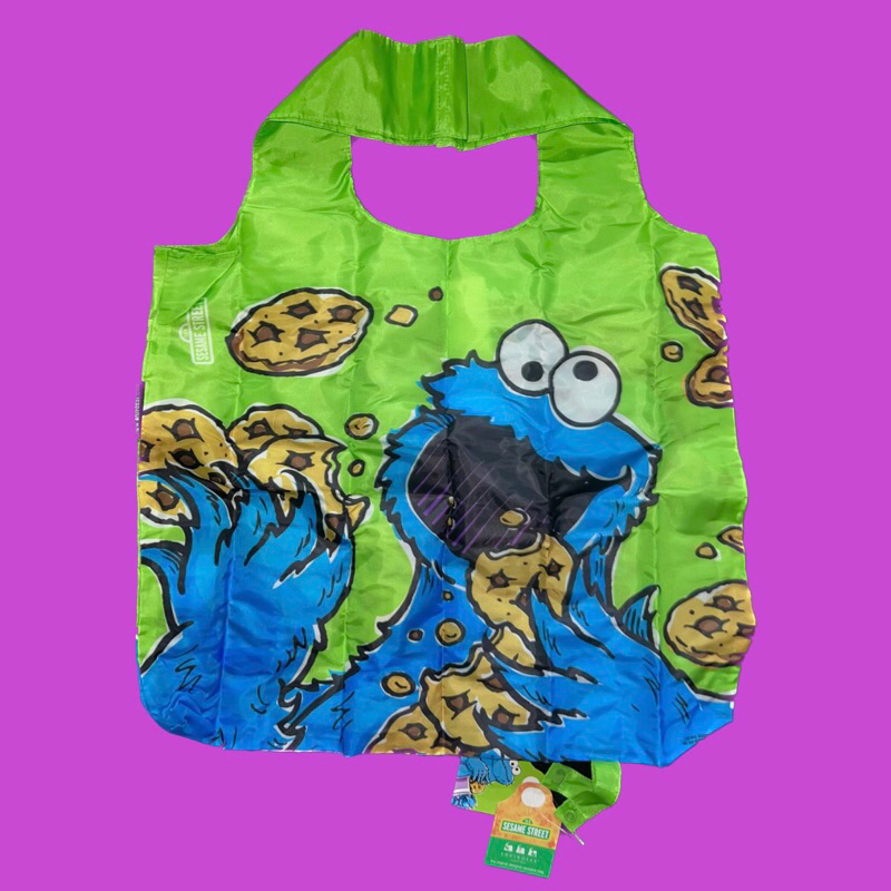 Envirosax ลาย Cookie Monster จาก Sesame Street ลิขสิทธิ์เเท้ กระเป๋าผ้าพับเก็บได้
