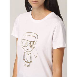 (รบกวนสอบถามไซส์ในแชทก่อนกดสั่งนะคะ) Karl Lagerfeld K/ ikon T shirt. เสื้อยืด โลโก้ ทอง