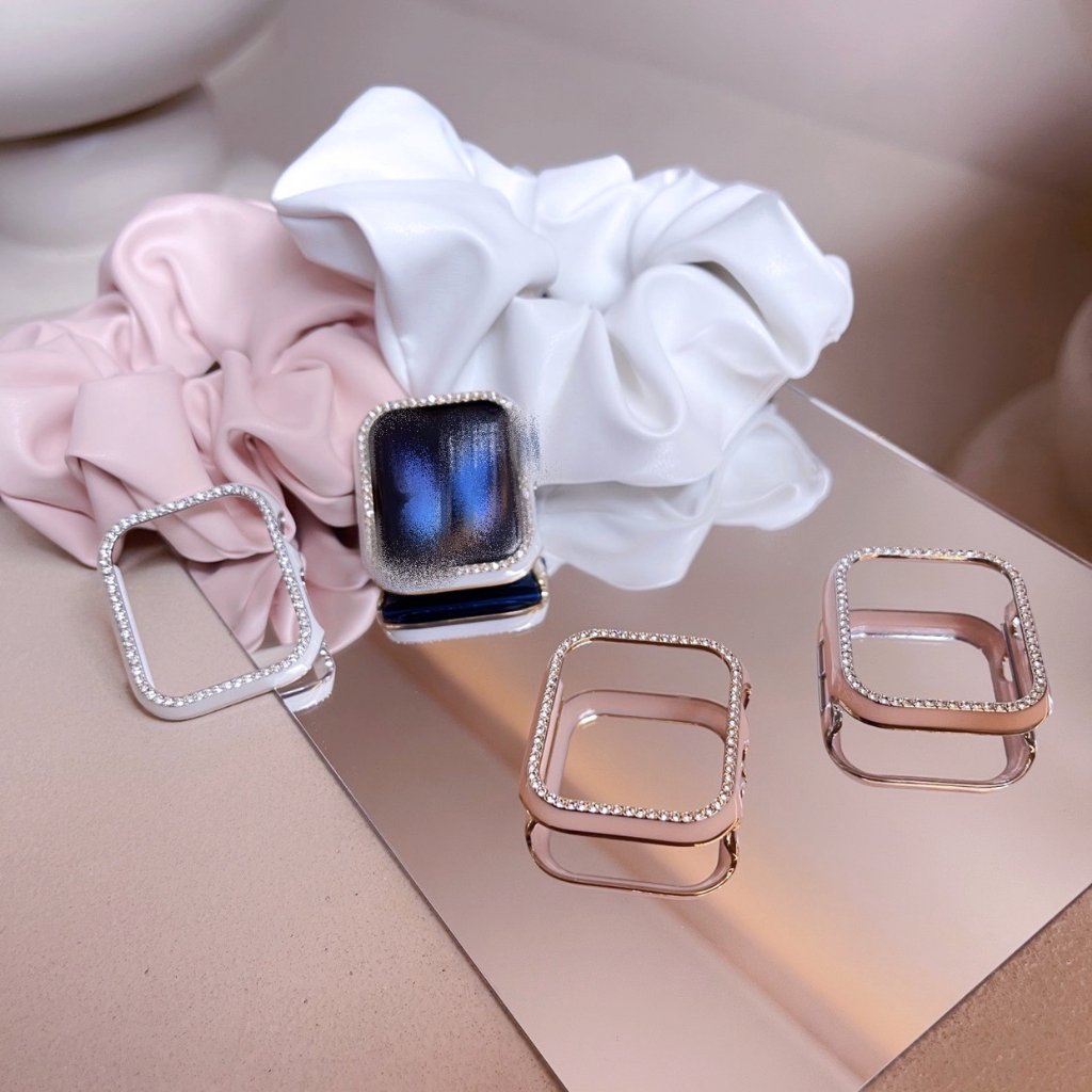 พร้อมส่งจากไทย เคส PC 2 โทน ประดับเพชร 1 แถว ใช้ได้กับ Smart Watch 8 7 6 5 4 Se และ Smart Watch HW67
