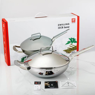 ZWILLING 316 stainless steel frying pan, 30cm, uncoated, non-oil fume cooker, five-layer induction cooker, universal