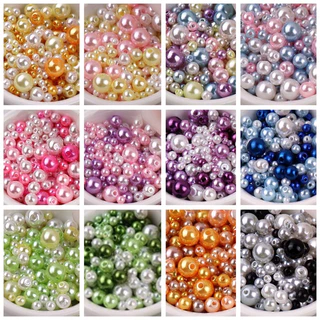 ลูกปัดมุกกลม คละสี คละขนาด 3.0-8.0 มม. (10กรัม/150-200ชิ้น)