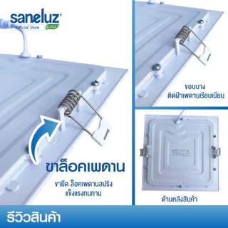 Saneluz โคมไฟฝังฝ้า 9W 12W 18W LED PANEL LIGHT ทรงกลม เหลี่ยม สีขาว วอร์ม คูลไวท์ โคมพาแนล ไฟเพดาน led