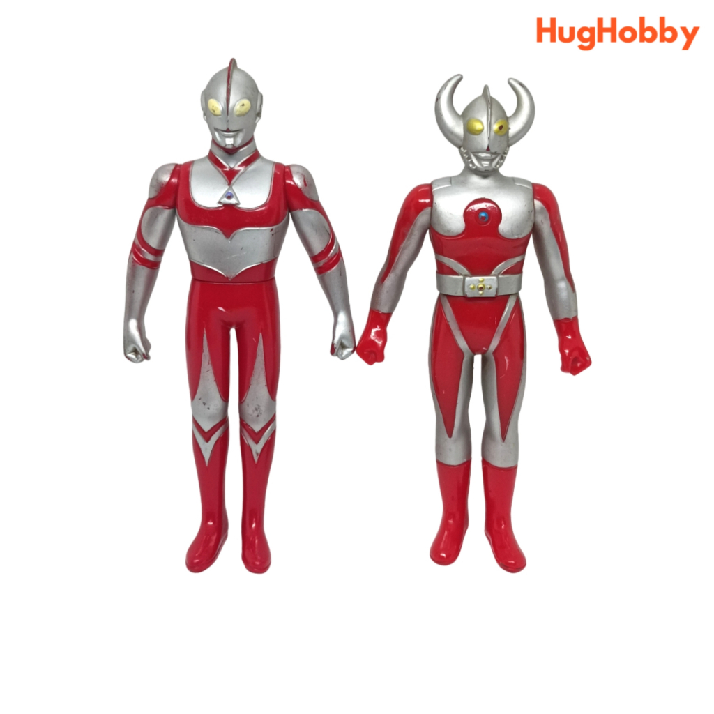 Vintage 1989 Bandai Japan Ultraman Great & Father of Ultraman 6.5" Soft Vinyl Figures [Used]