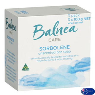 Balnea Sorbolene Unscented Soap 3x100g สบู่ทำความสะอาดผิวกายสูตรพิเศษเพื่อผิวเนียนนุ่มสุขภาพดีสินค้านำเข้าจากออสเตรเลีย