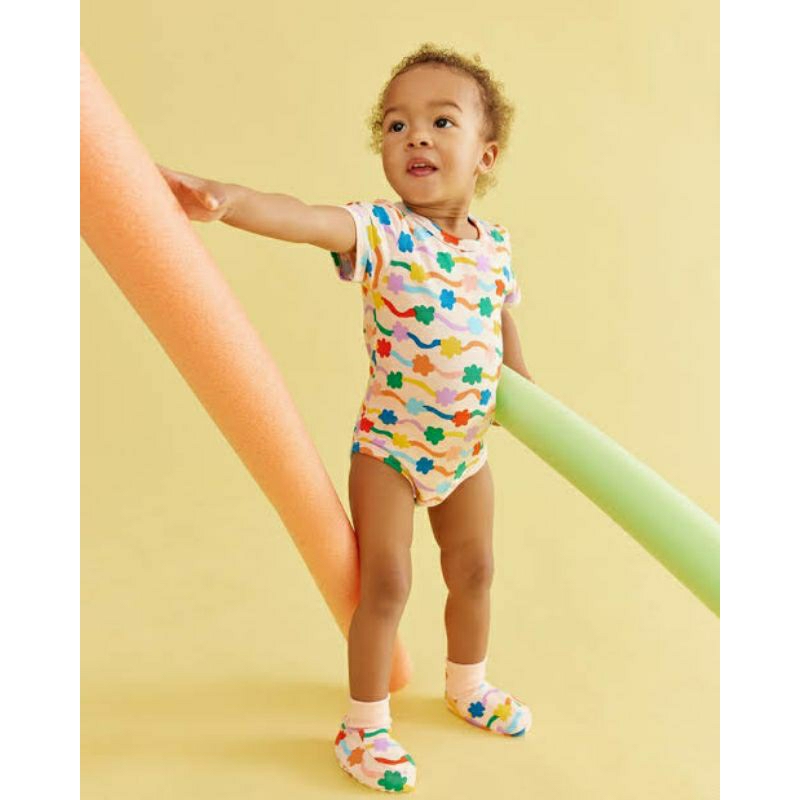 ชุด Bodysuit แขนสั้น ลาย Flower Flow แบรนด์ Halcyon Nights (6-12M)