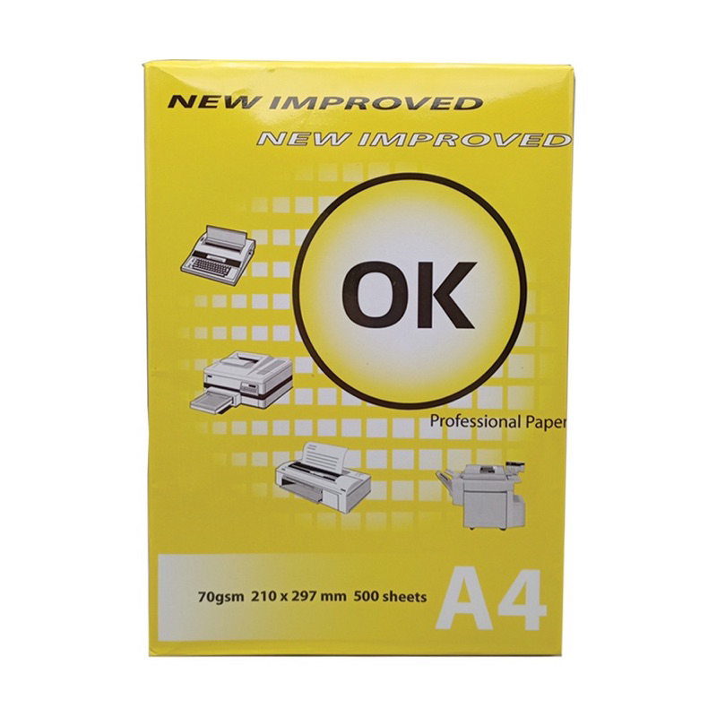 กระดาษถ่ายเอกสาร ขนาด A4 70gsm. ยี่ห้อ OK