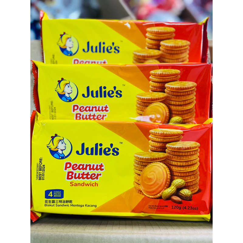 พร้อมส่ง จูลี่ไส้เนยถั่ว คุกกี้ ถั่ว ( Julie's ) 120กรัม