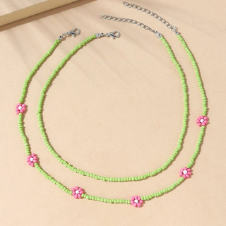 สร้อยคอลูกปัด เรียบง่ายมินิมอล 2 เส้น สีเขียว น่ารักเกินราคาไปเยอะเลย ดูแพงมาก