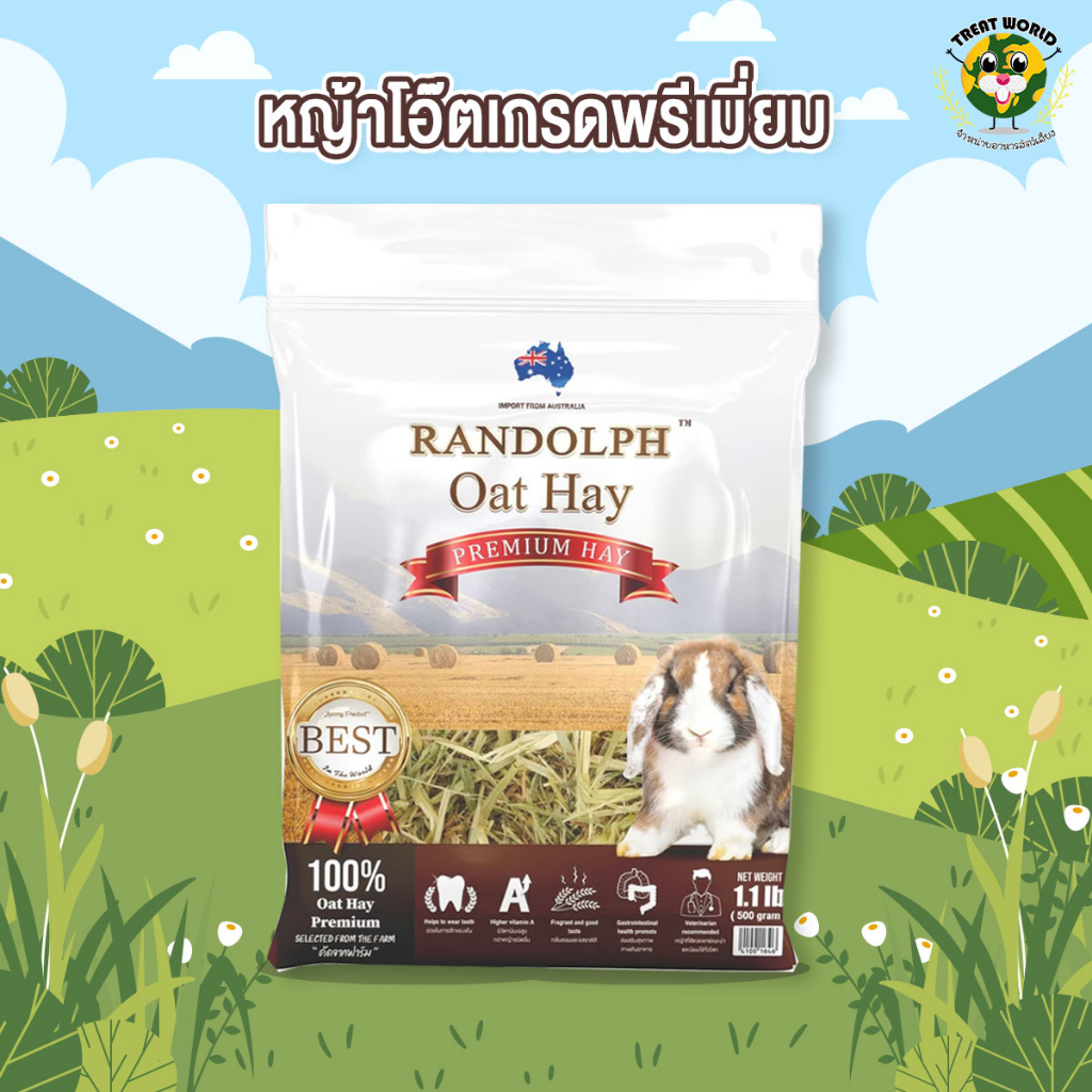 Treat_World (พร้อมส่ง) หญ้าโอ๊ตเกรดพรีเมี่ยม 500 กรัม.แบรนด์ Randolph.