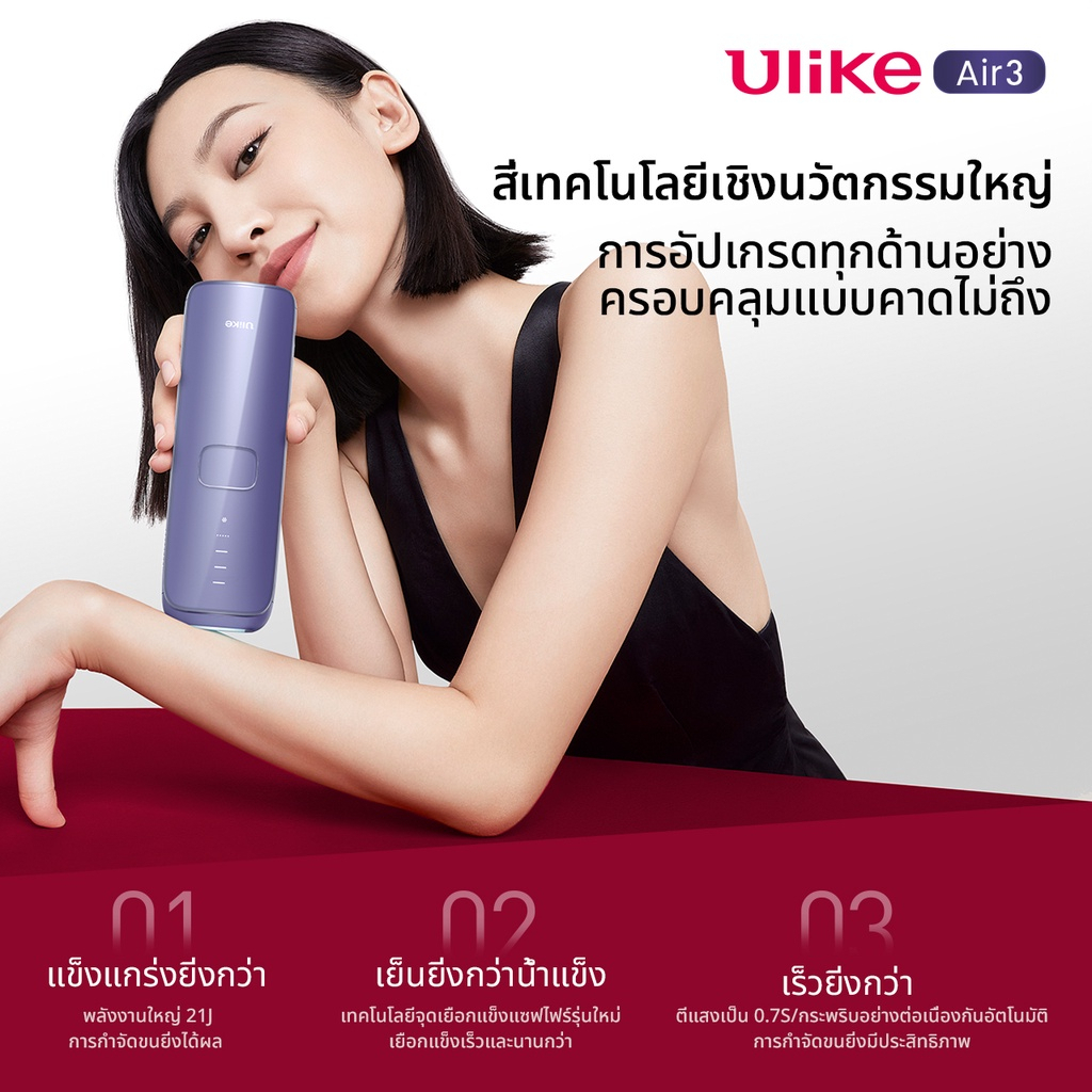 ใหม่ Ulike Sapphire AIR-3 IPL  เครื่องกำจัดขน เครื่องเลเซอร์กําจัดขน (สีม่วง 60W)