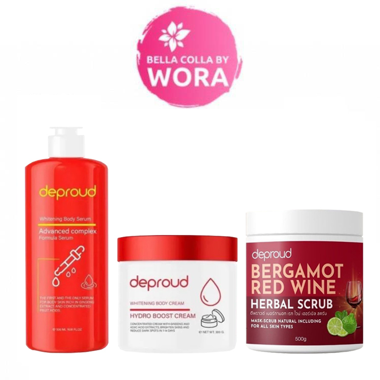 deproud ดีพราวน์ กรดแดง [500 ml.] /deproud ดีพราวน์ ครีมโสมฝาแดง [300 g.] /deproud ดีพราวน์ สครับโอ่