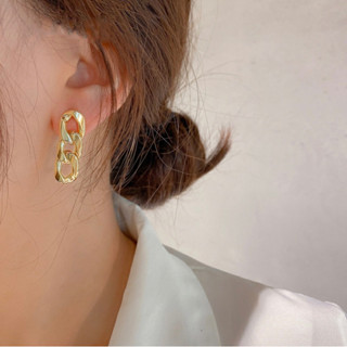 Gold chain link earrings  - ต่างหูแฟชั่นเกรดพรีเมียม