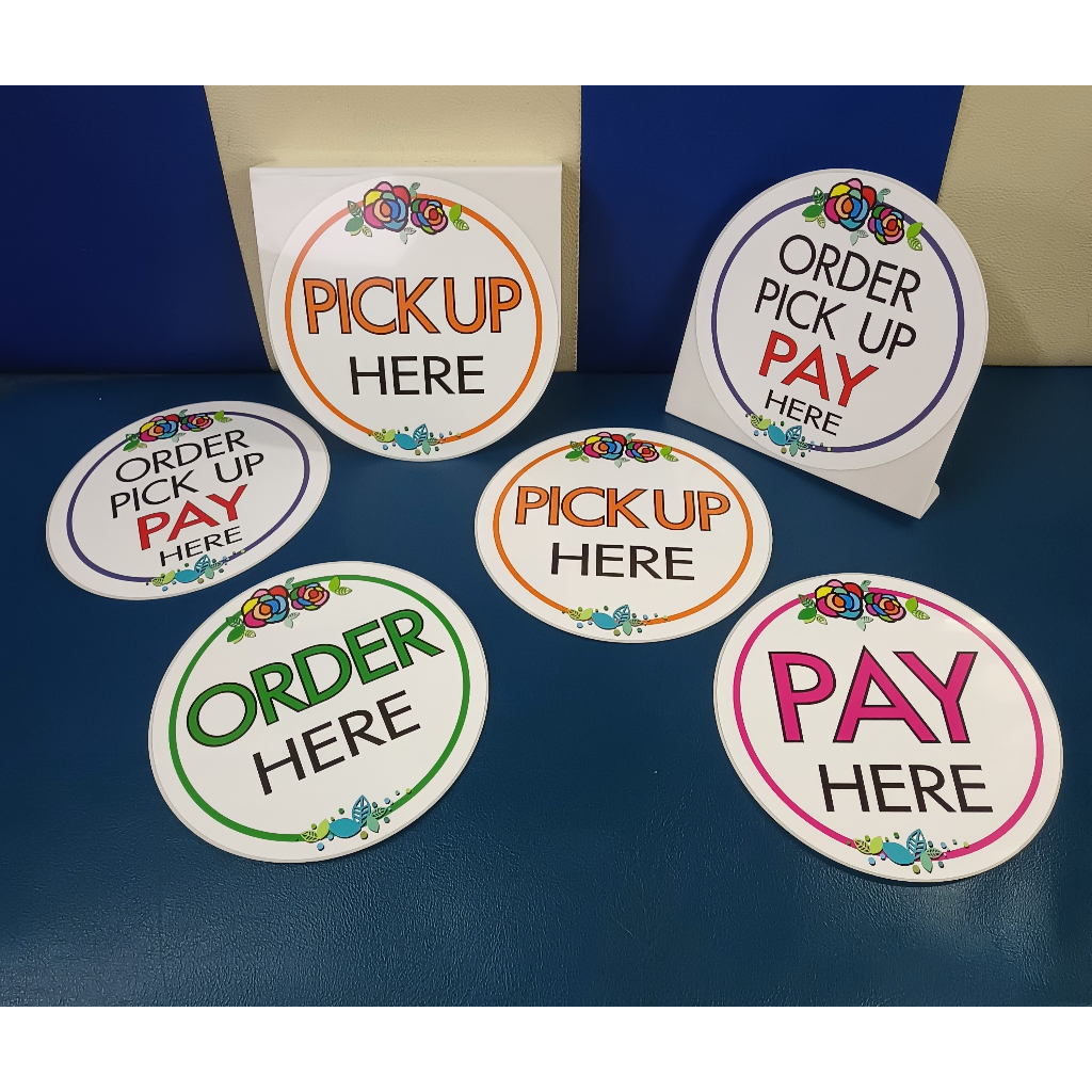 ป้าย ORDER, PICK UP, PAY HERE งานอะครีลิค+สติกเกอร์อิงค์เจทหมึกญี่ปุ่น เกรดคุณภาพ [ORDER PICK UP PAY