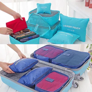 พร้อมส่ง กระเป๋าจัดระเบียบ ใส่เสื้อผ้า Set 6 ชิ้น กระเป๋าจัดระเบียบเดินทาง